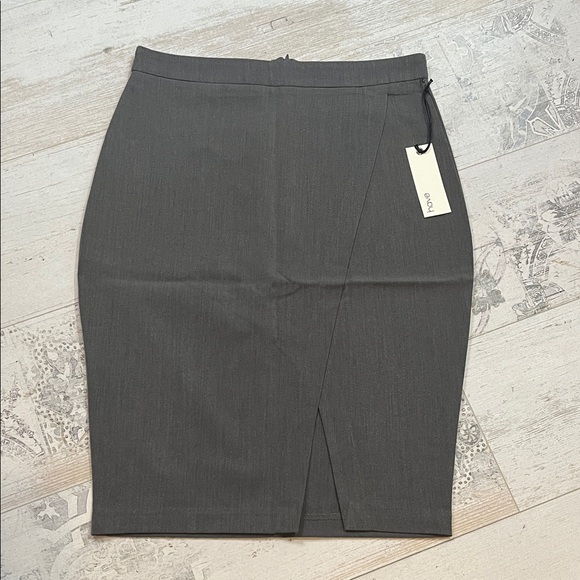 2/$40 Charcoal Gray Pencil Skirt with Front Slit - Picture 2 of 8